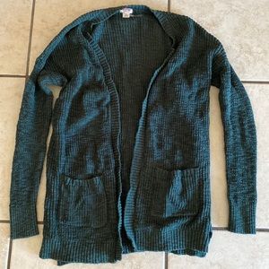 Long dark green cardigan